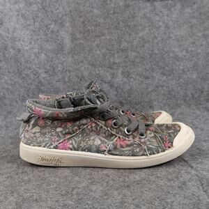 Blowfish Shoes Kids 4 Sneakers Casual Trainer Floral Zip Lace Up Gray Valara